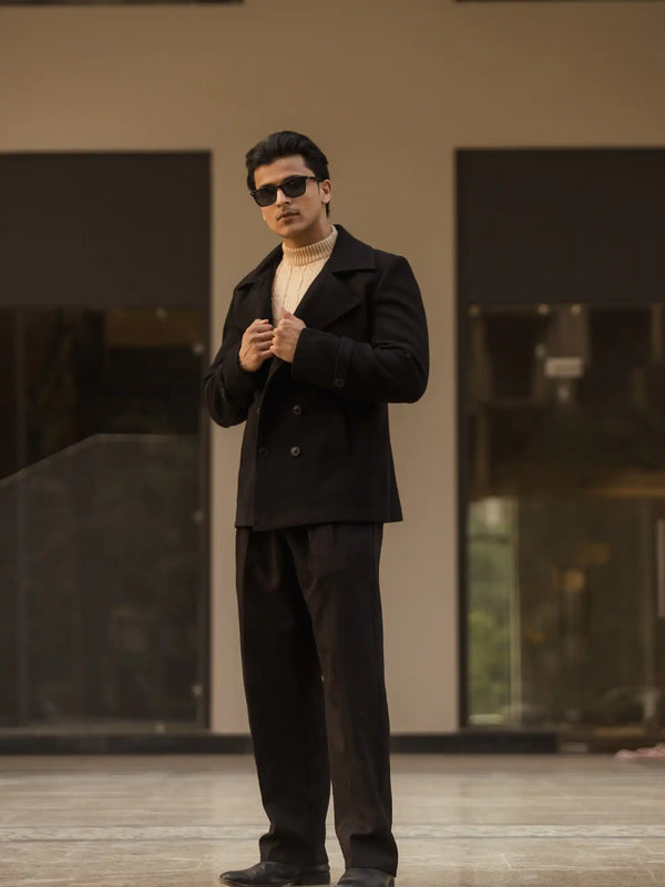 Men Double Breasted Short Coat