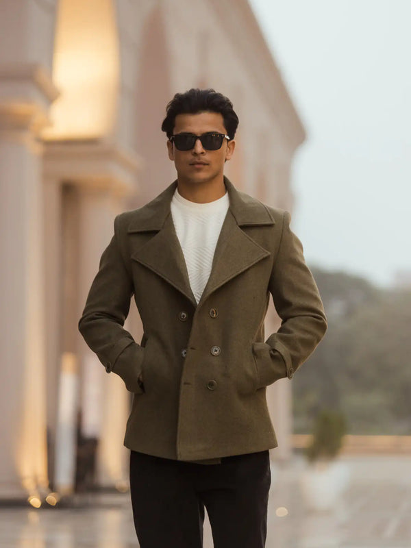 Men Double Breasted Short Coat