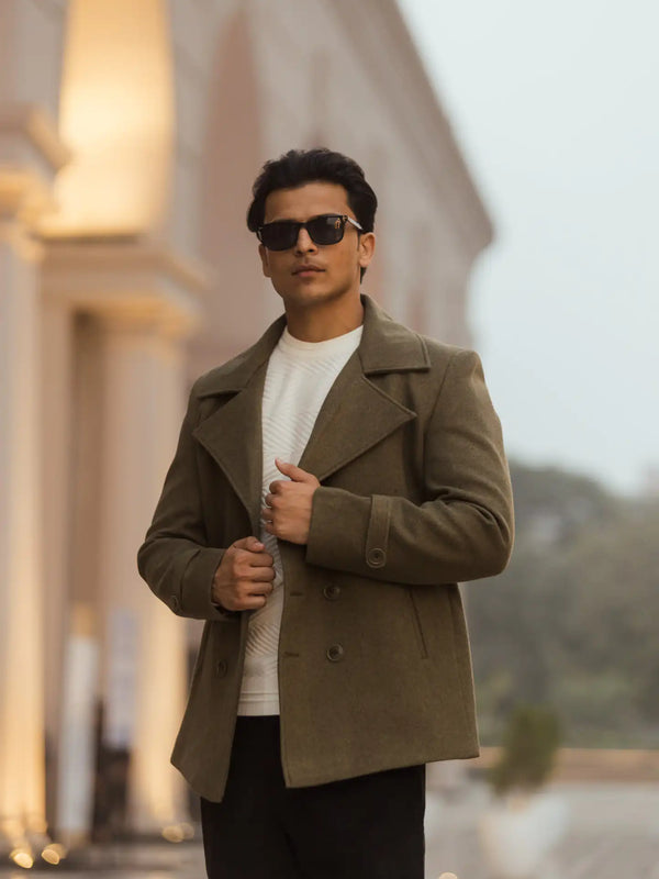 Men Double Breasted Short Coat