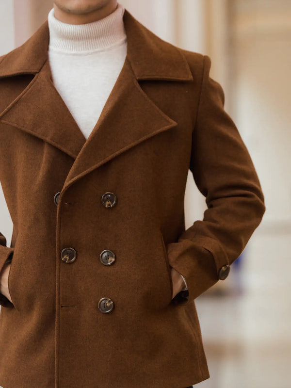 Men Double Breasted Short Coat