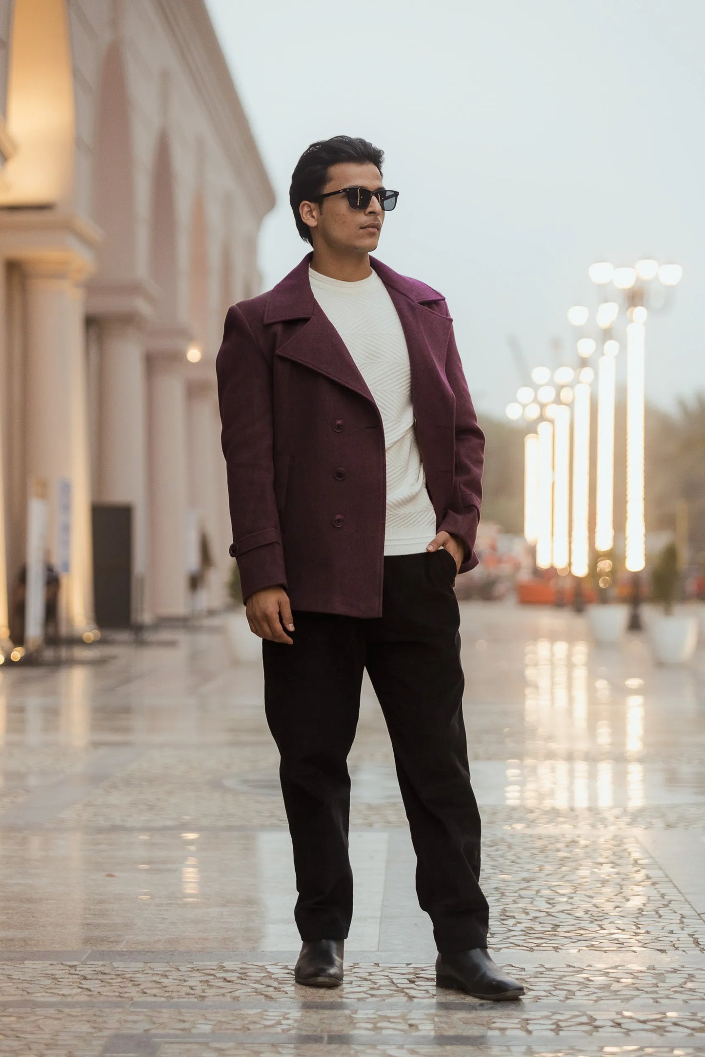 Men Double Breasted Short Coat