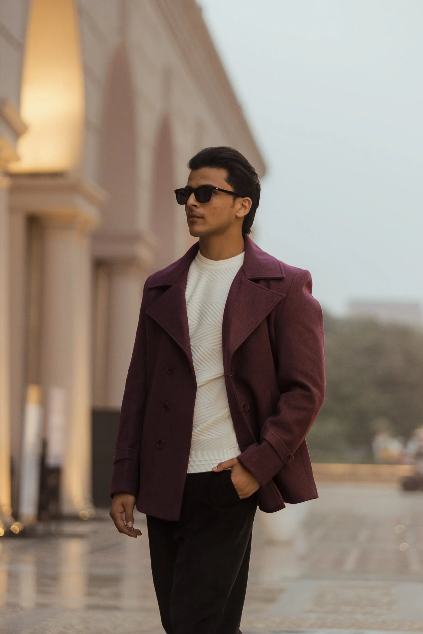 Men Double Breasted Short Coat