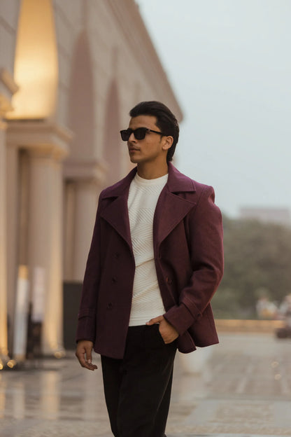 Men Double Breasted Short Coat