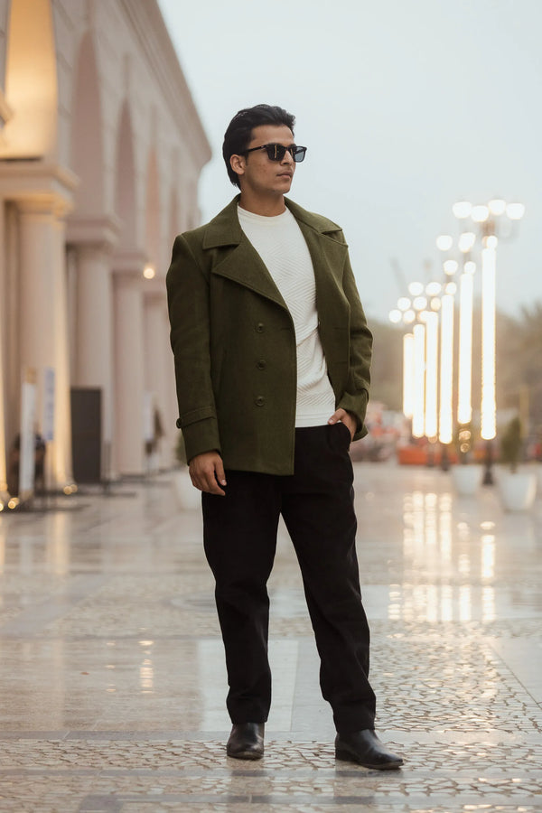 Men Double Breasted Short Coat