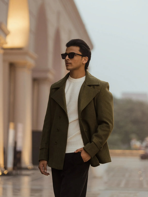 Men Double Breasted Short Coat