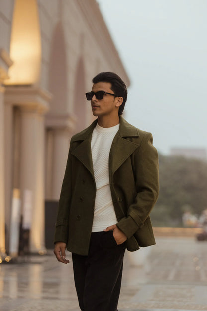 Men Double Breasted Short Coat