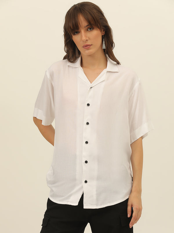 Oversized Cuban Collar Women Rayon Shirt
