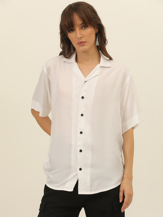 Oversized Cuban Collar Women Rayon Shirt