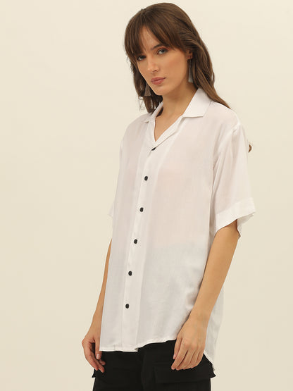 Oversized Cuban Collar Women Rayon Shirt