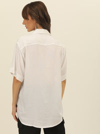 Oversized Cuban Collar Women Rayon Shirt