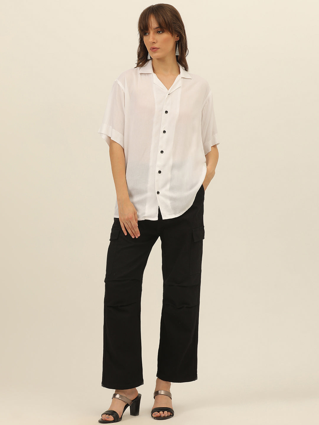 Oversized Cuban Collar Women Rayon Shirt