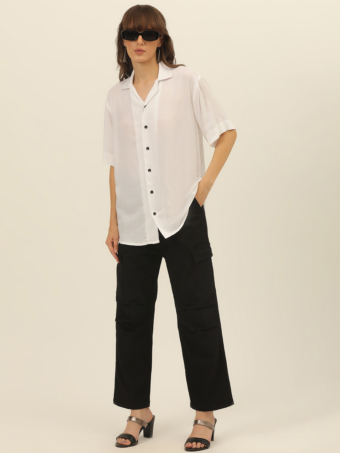 Oversized Cuban Collar Women Rayon Shirt