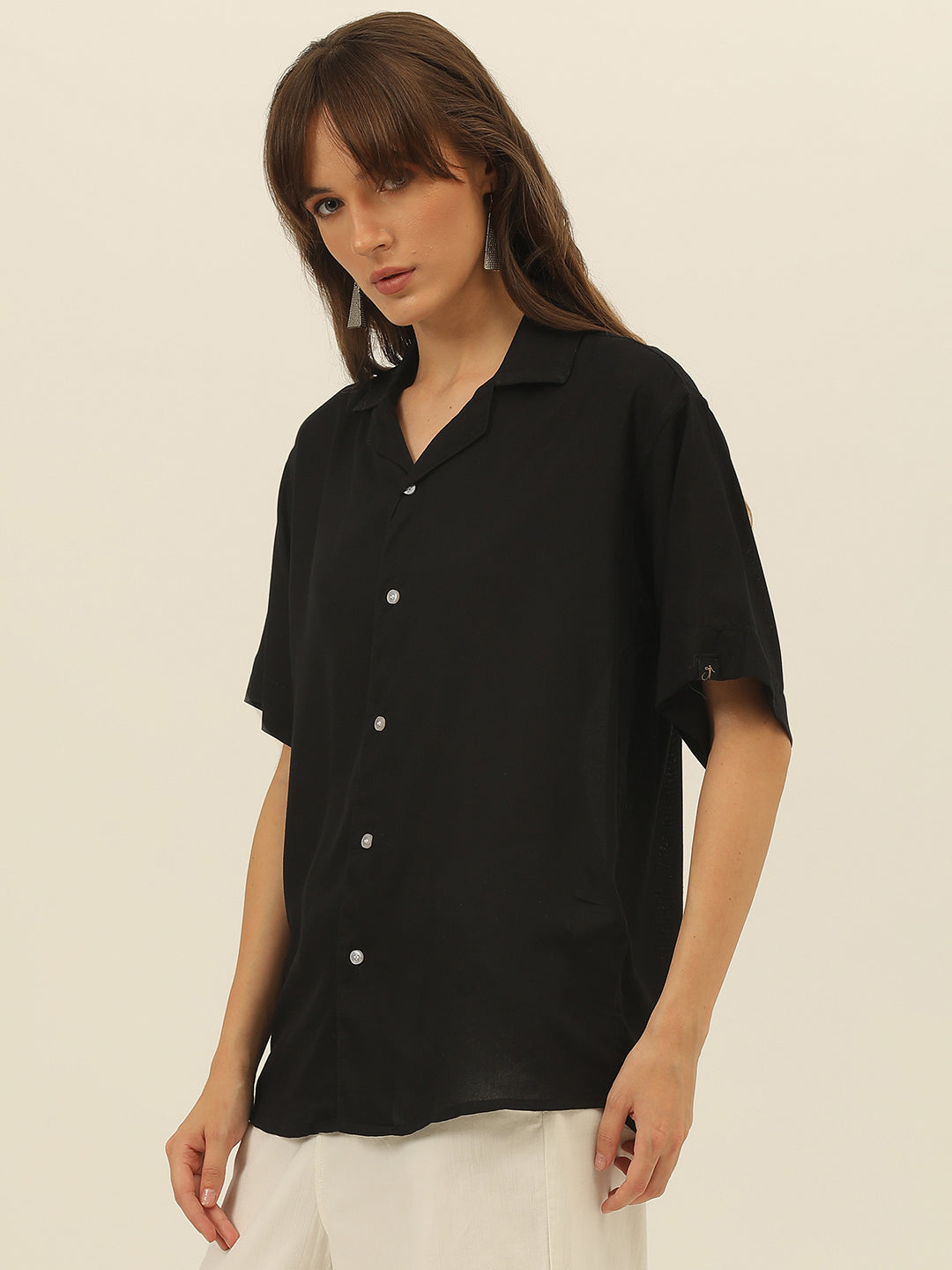 Oversized Cuban Collar Women Rayon Shirt
