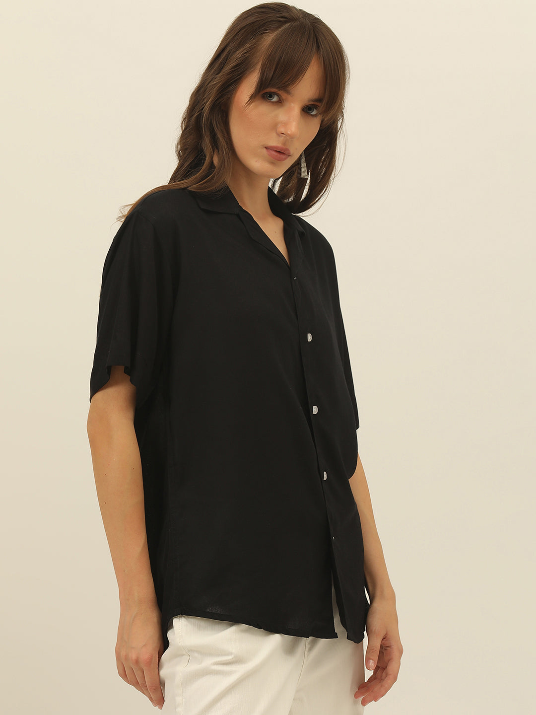 Oversized Cuban Collar Women Rayon Shirt