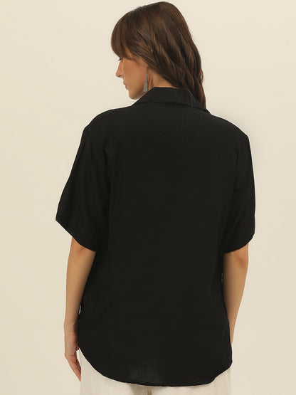 Oversized Cuban Collar Women Rayon Shirt