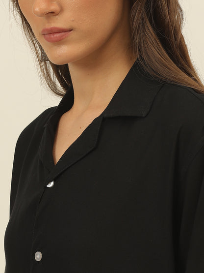 Oversized Cuban Collar Women Rayon Shirt