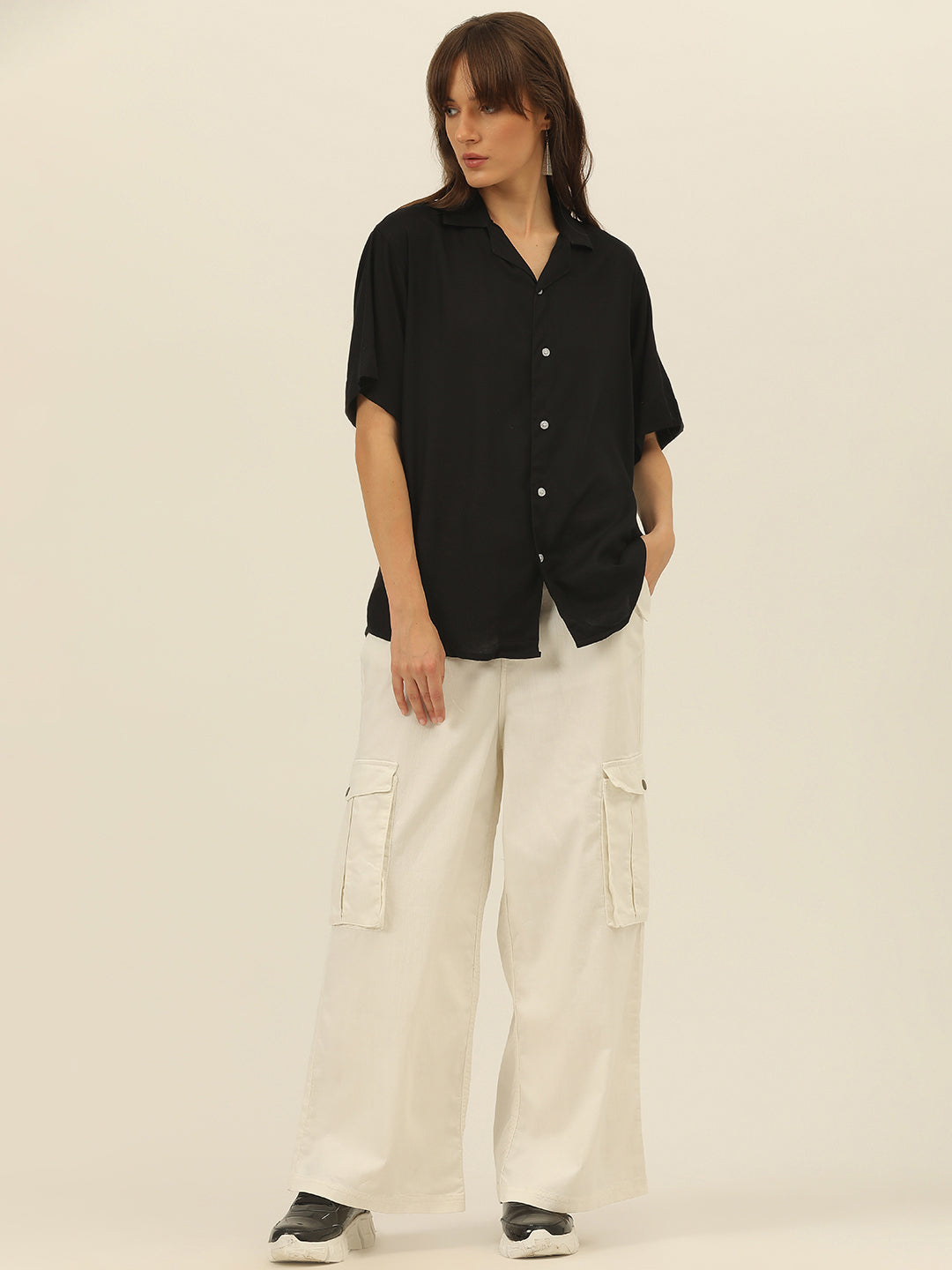Oversized Cuban Collar Women Rayon Shirt