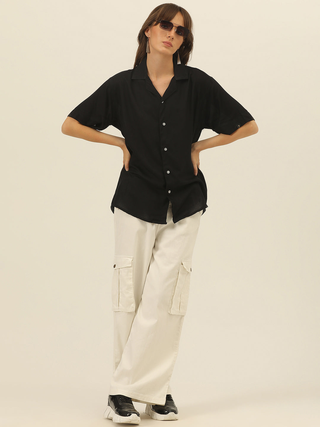 Oversized Cuban Collar Women Rayon Shirt