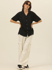 Oversized Cuban Collar Women Rayon Shirt