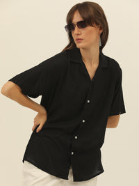 Oversized Cuban Collar Women Rayon Shirt