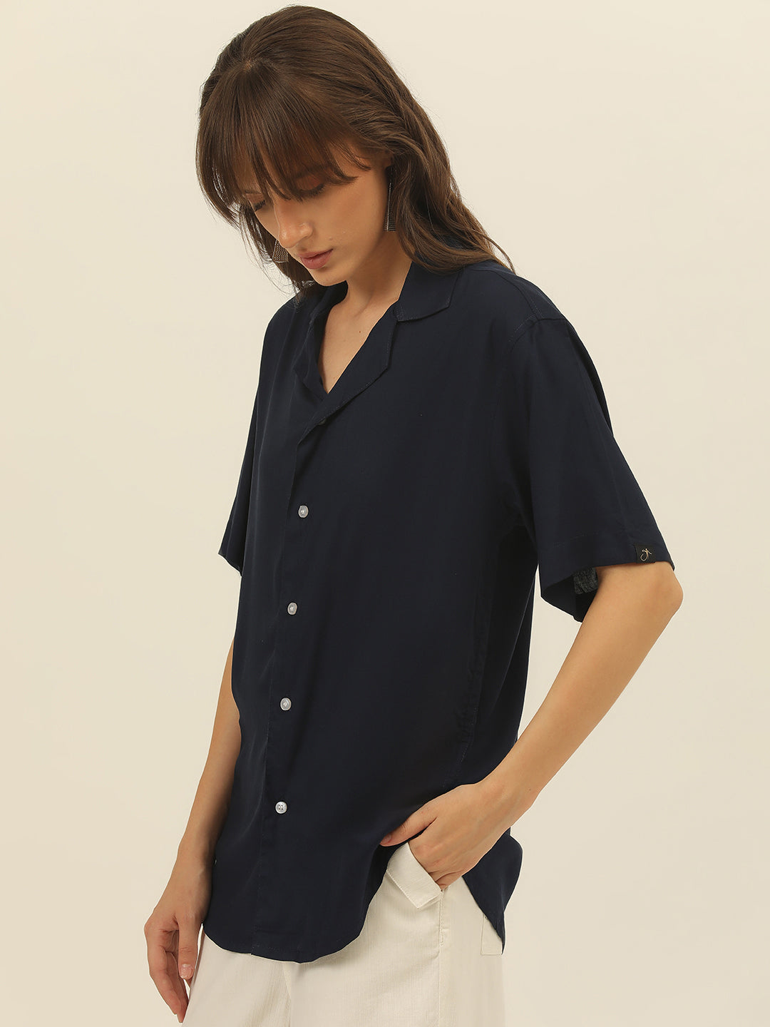Oversized Cuban Collar Women Rayon Shirt