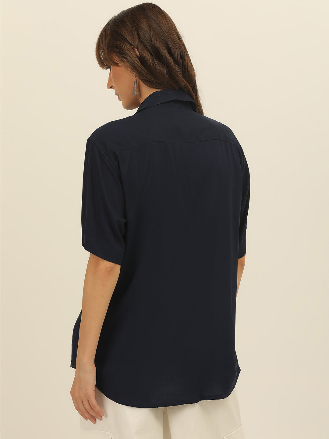 Oversized Cuban Collar Women Rayon Shirt