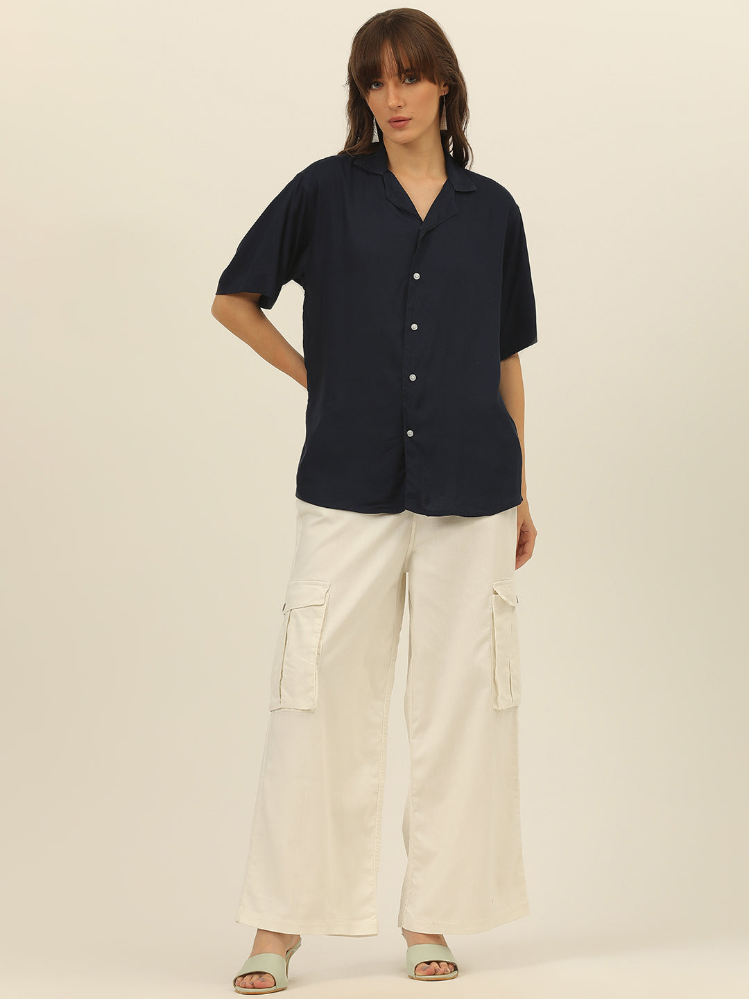Oversized Cuban Collar Women Rayon Shirt