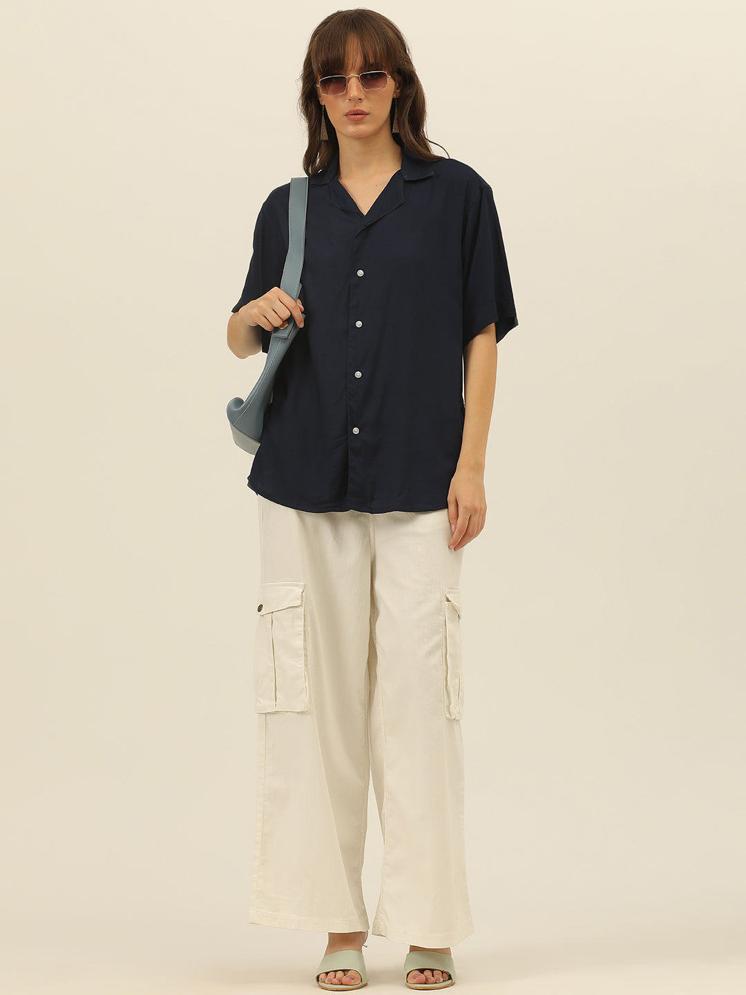 Oversized Cuban Collar Women Rayon Shirt