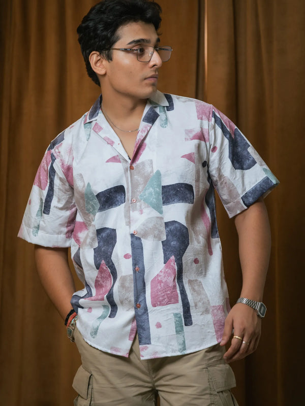 Abstract Printed Oversized Resort Wear Shirt