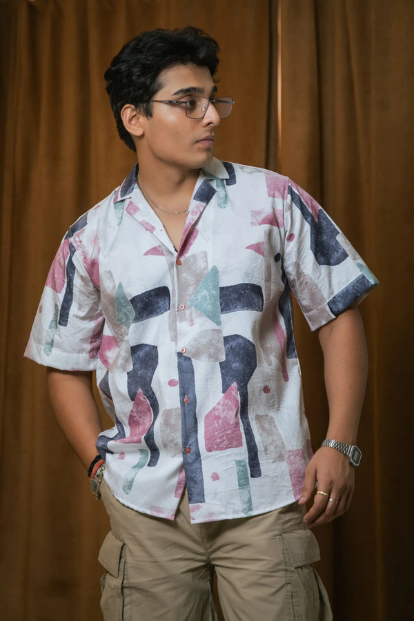 Abstract Printed Oversized Resort Wear Shirt