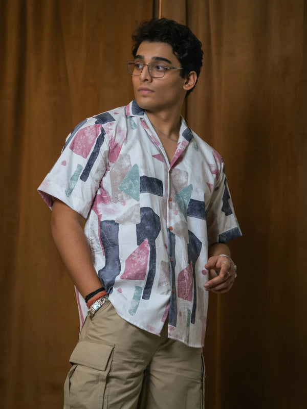 Abstract Printed Oversized Resort Wear Shirt
