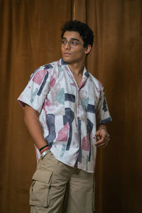 Abstract Printed Oversized Resort Wear Shirt