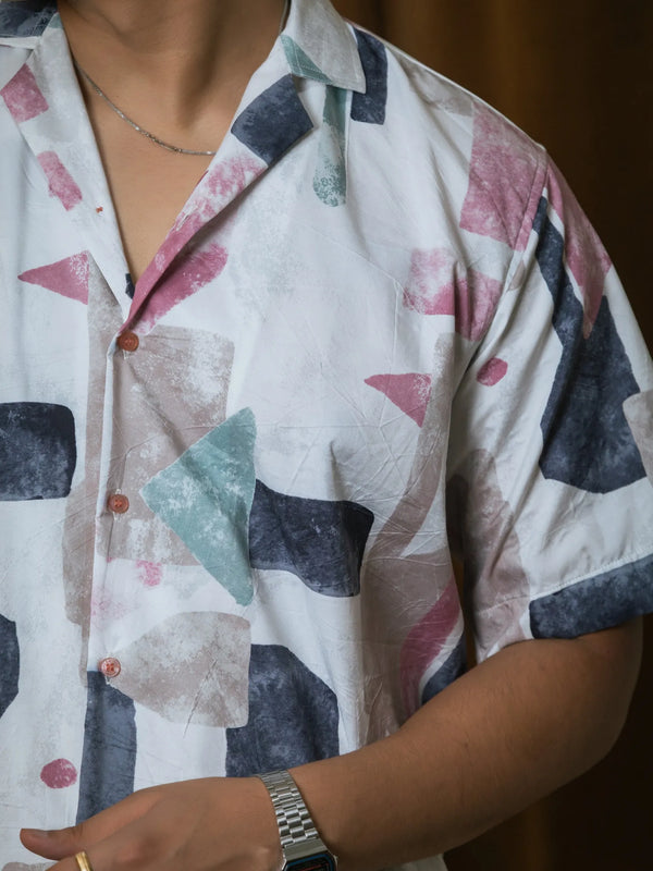 Abstract Printed Oversized Resort Wear Shirt