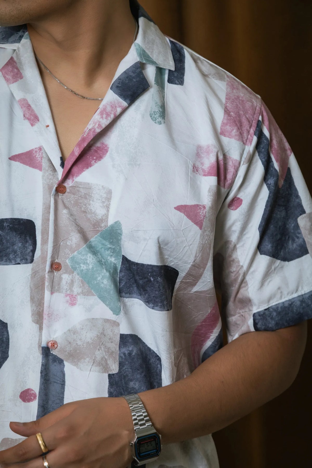 Abstract Printed Oversized Resort Wear Shirt