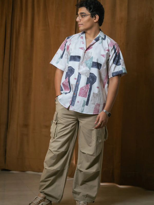 Abstract Printed Oversized Resort Wear Shirt