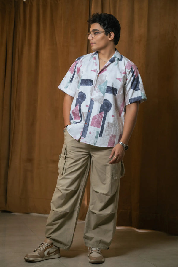 Abstract Printed Oversized Resort Wear Shirt
