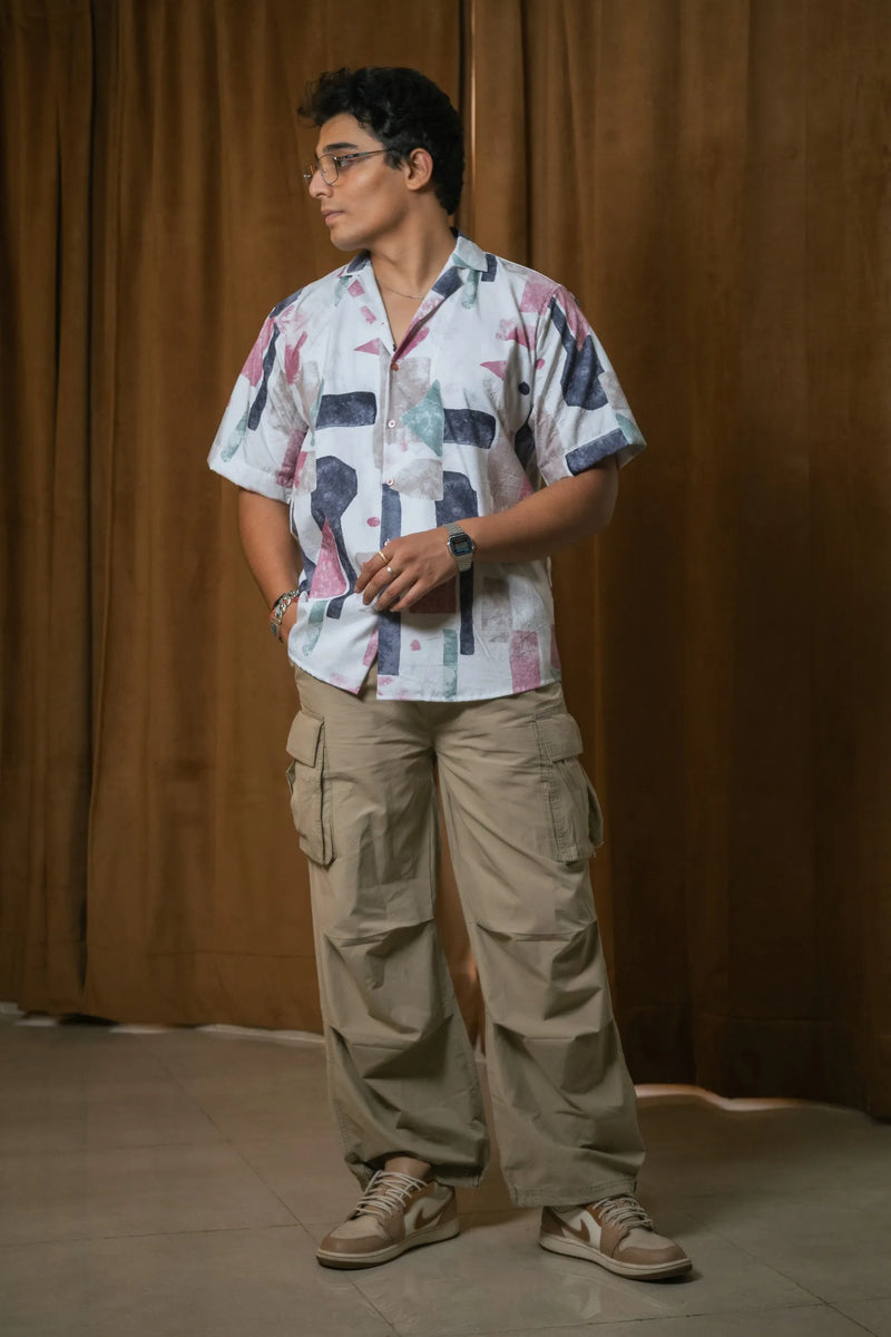 Abstract Printed Oversized Resort Wear Shirt