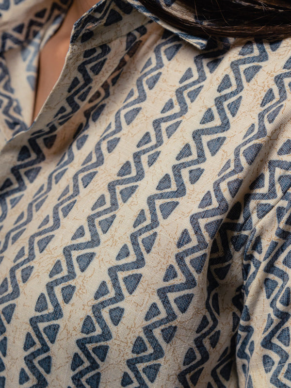 Geometrical Stripes Premium Rayon Slim Fit Unisex Shirt