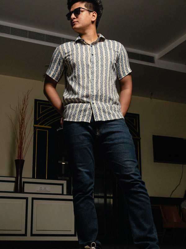 Geometrical Stripes Premium Rayon Slim Fit Unisex Shirt