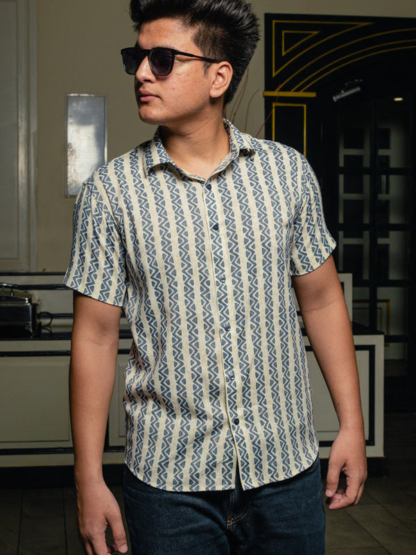 Geometrical Stripes Premium Rayon Slim Fit Unisex Shirt