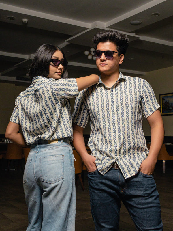 Geometrical Stripes Premium Rayon Slim Fit Unisex Shirt