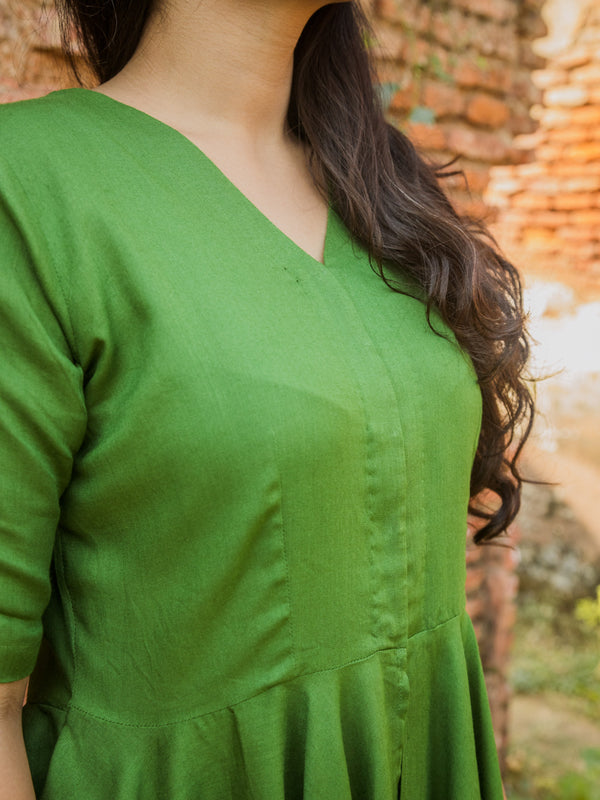 V-Neck Peplum Style Top & Trouser Rayon Co-ord Set