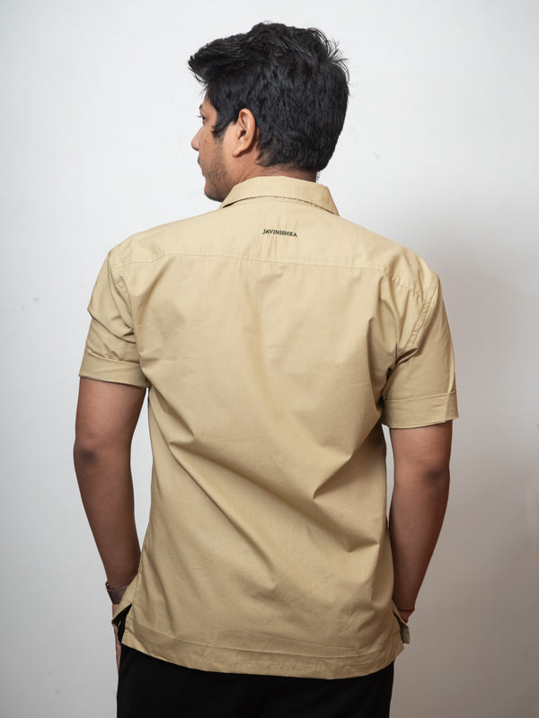 Green Boxy Fit Floral Embroidered Shirt