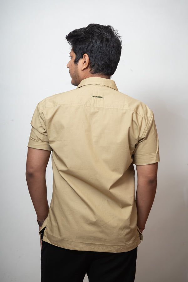 Green Boxy Fit Floral Embroidered Shirt