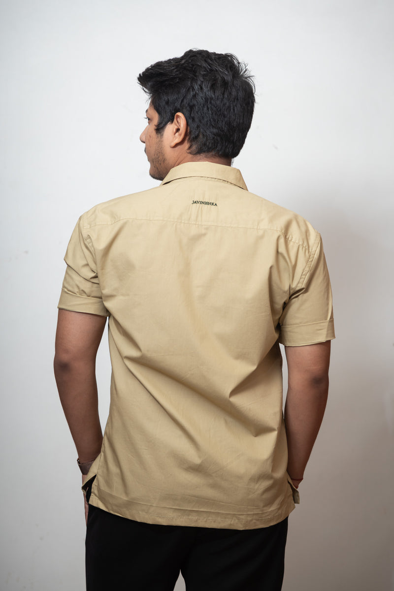 Green Boxy Fit Floral Embroidered Shirt
