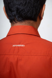 Rust Boxy Fit Graphic Embroidered Shirt