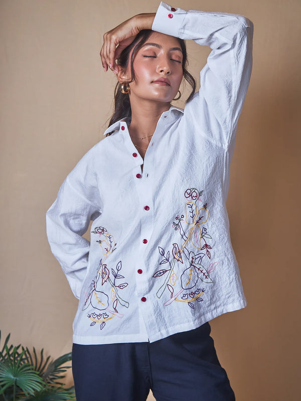 Women Embroidered Relaxed Fit Shirt