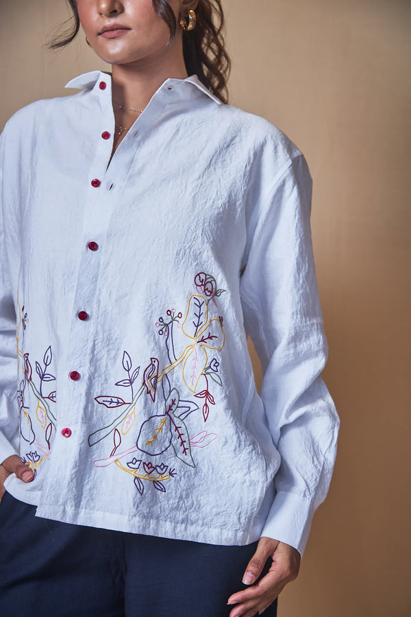 Women Embroidered Relaxed Fit Shirt