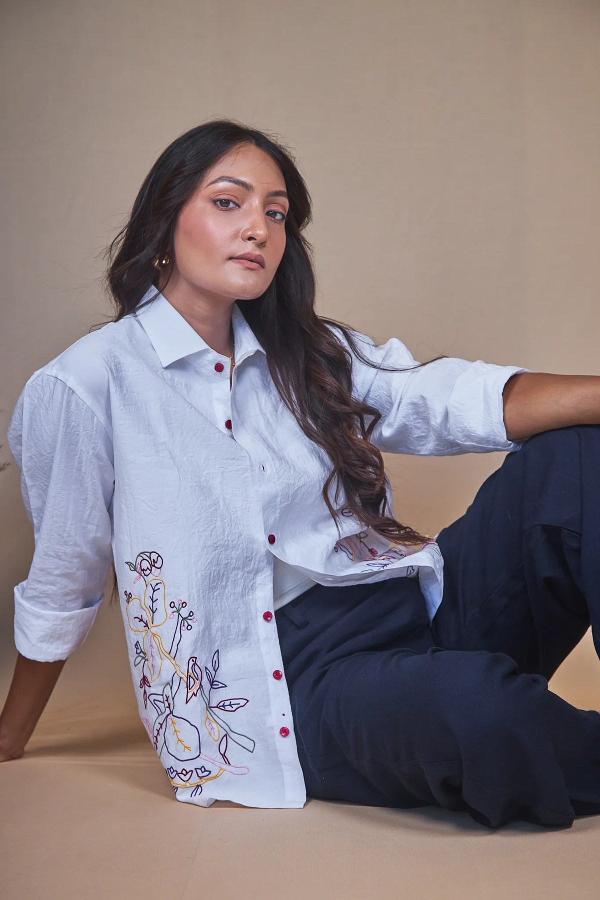Women Embroidered Relaxed Fit Shirt