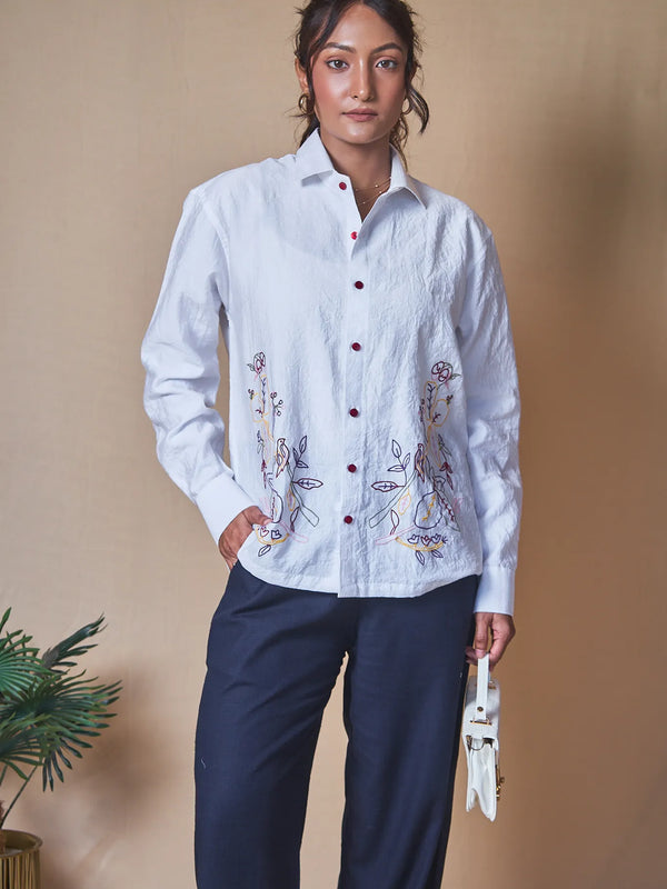 Women Embroidered Relaxed Fit Shirt